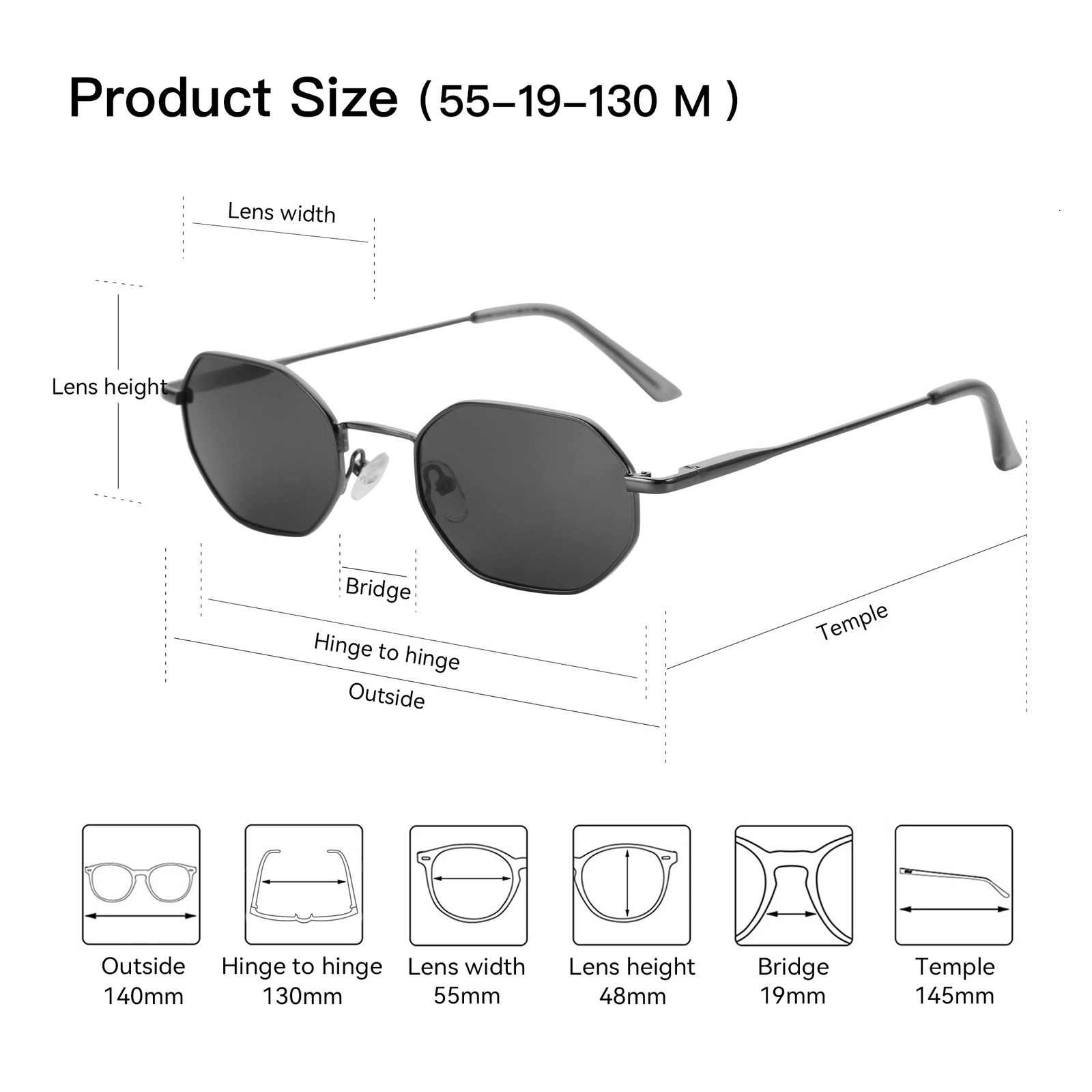 ZENOTTIC Retro Small Polygon Polarized Sunglasses Womens Metal UV400 Sunglasses Mens Anti UV400 Goggles 241106