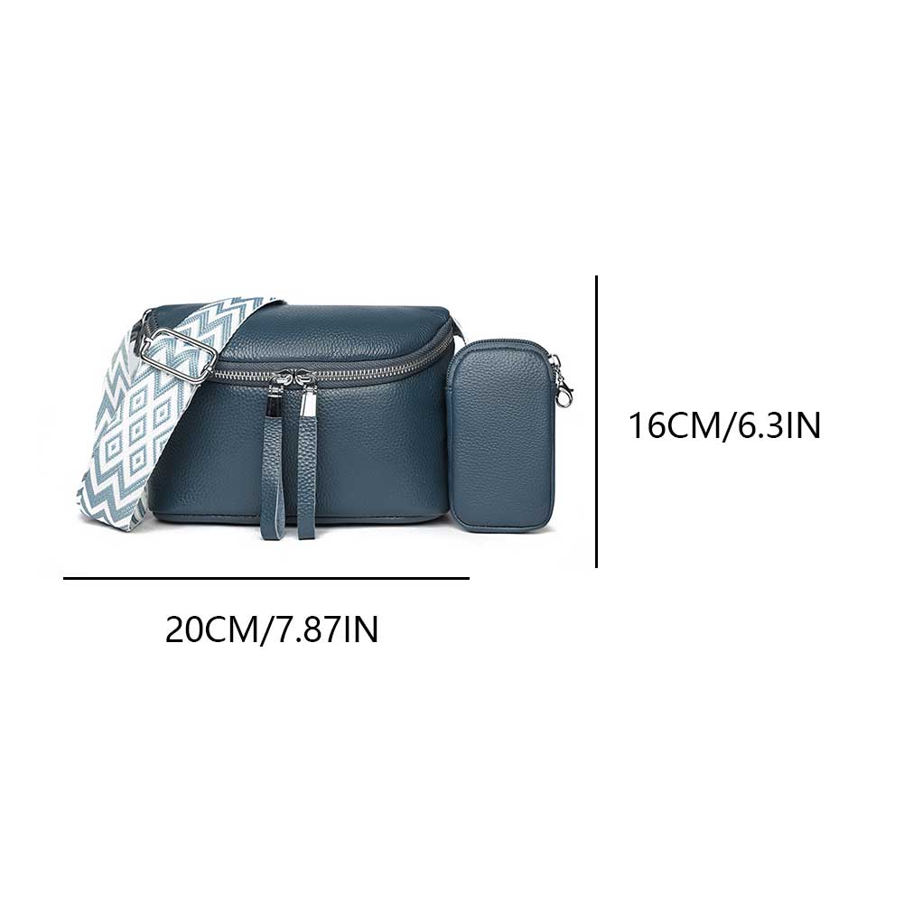 Women Retro Shoulder Bag PU Leather Classic Dating Bag Zipper Closure Simple Shoulder Purse Commute Bag with Matching Clutch Set