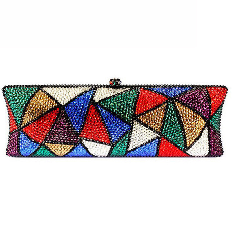 Luxury Christmas Gift Colorful Full Crystals Clutch Banquet Purse Evening Bags Clutches Women Party Chain Shoulder Handbags
