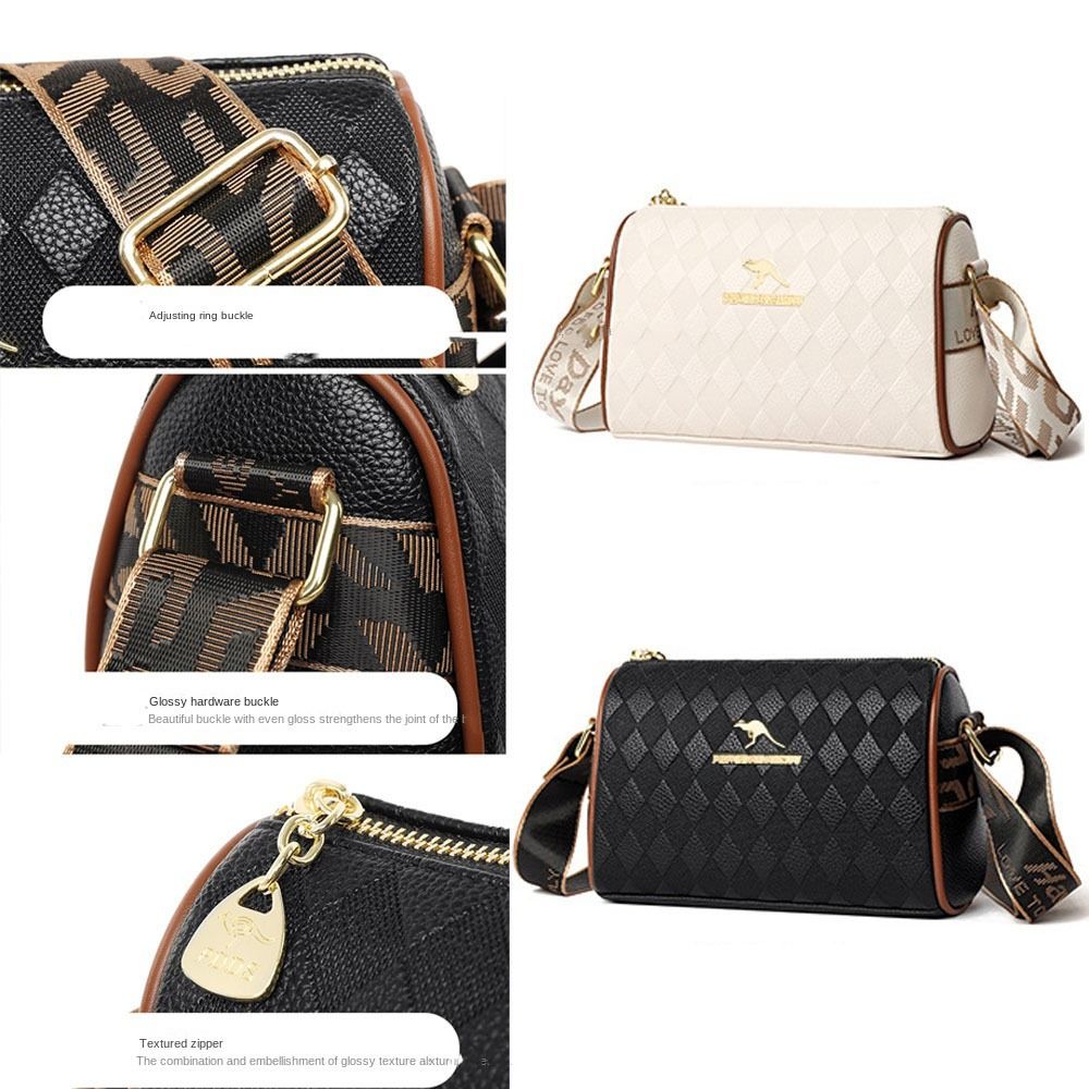 Ladies Plaid Shoulder Bag Large-capacity Crossbody Bag Fashionable and Versatile Cylindrical Bag Mom Bag Hand Bag Commuting Bag
