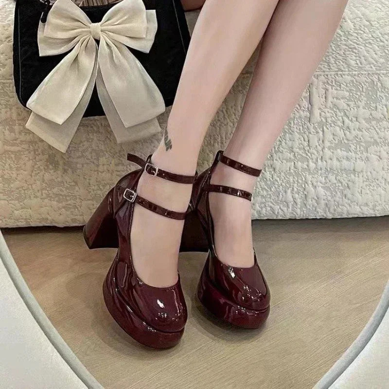 Women Pumps Shoes Fashion Cross Strap Ladies Shallow Dress Mary Jane Shoes Female Elegant High Heel Footwear Platform Heels 241106