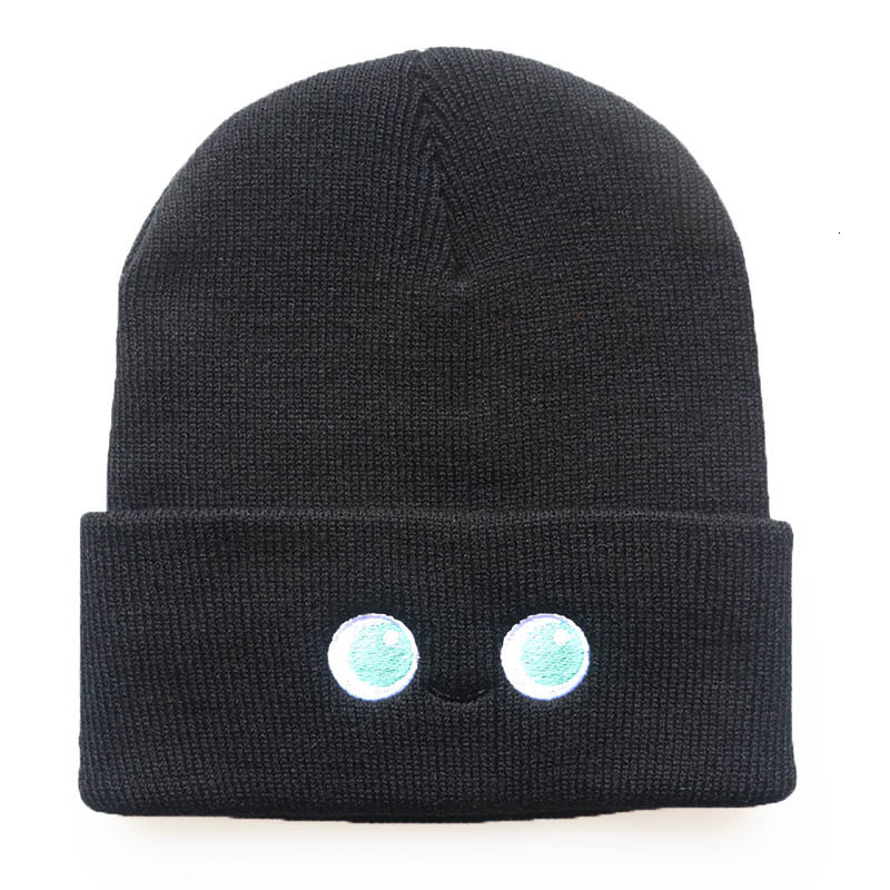 Male female autumn and winter anime cartoon smiling face knitted outdoor pullover warm hats, hip-hop woolen hats