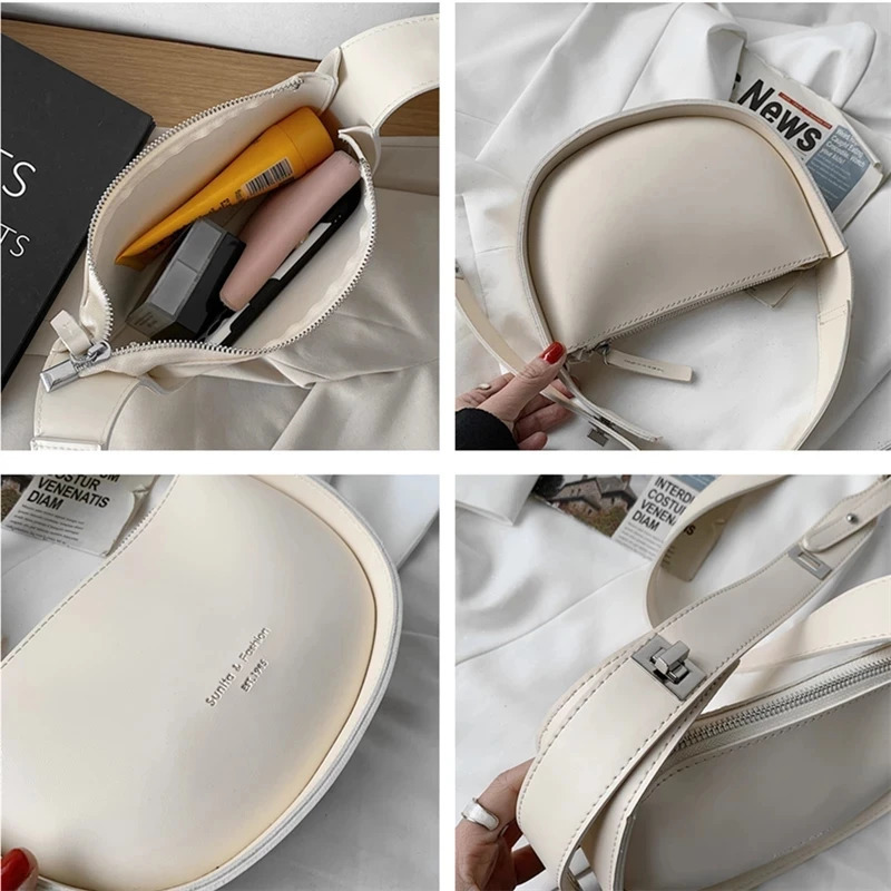 Half round saddle shoulder cross body bag suitable for female er s adjustable wide shoulder straps for girls wallets and handbags 241107