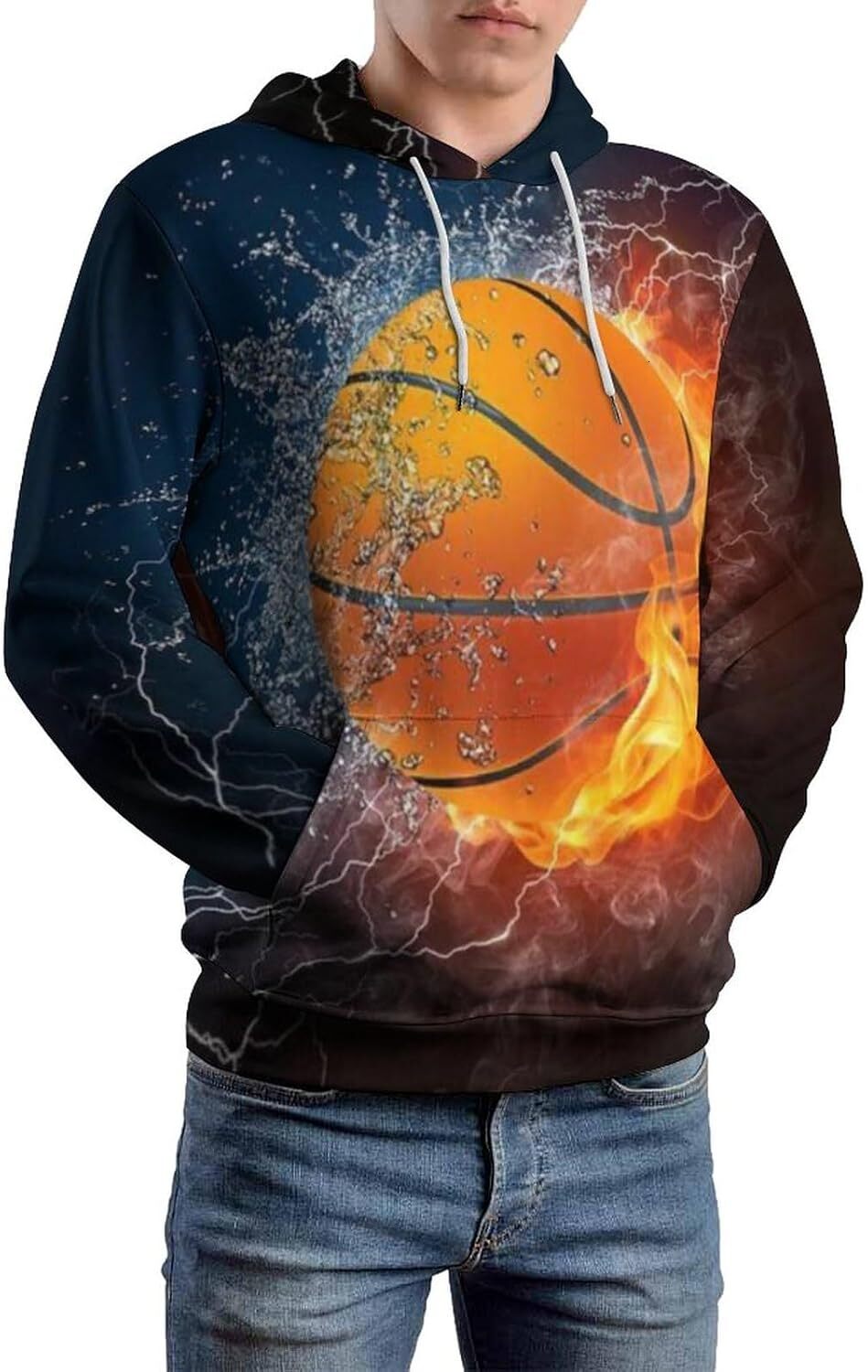 Hoodie for Mens Womens Pullover Hoodie 3D Novelty Graphic Hooded Sweatshirt Hoodies for Men Graphic Cool basketball pattern
