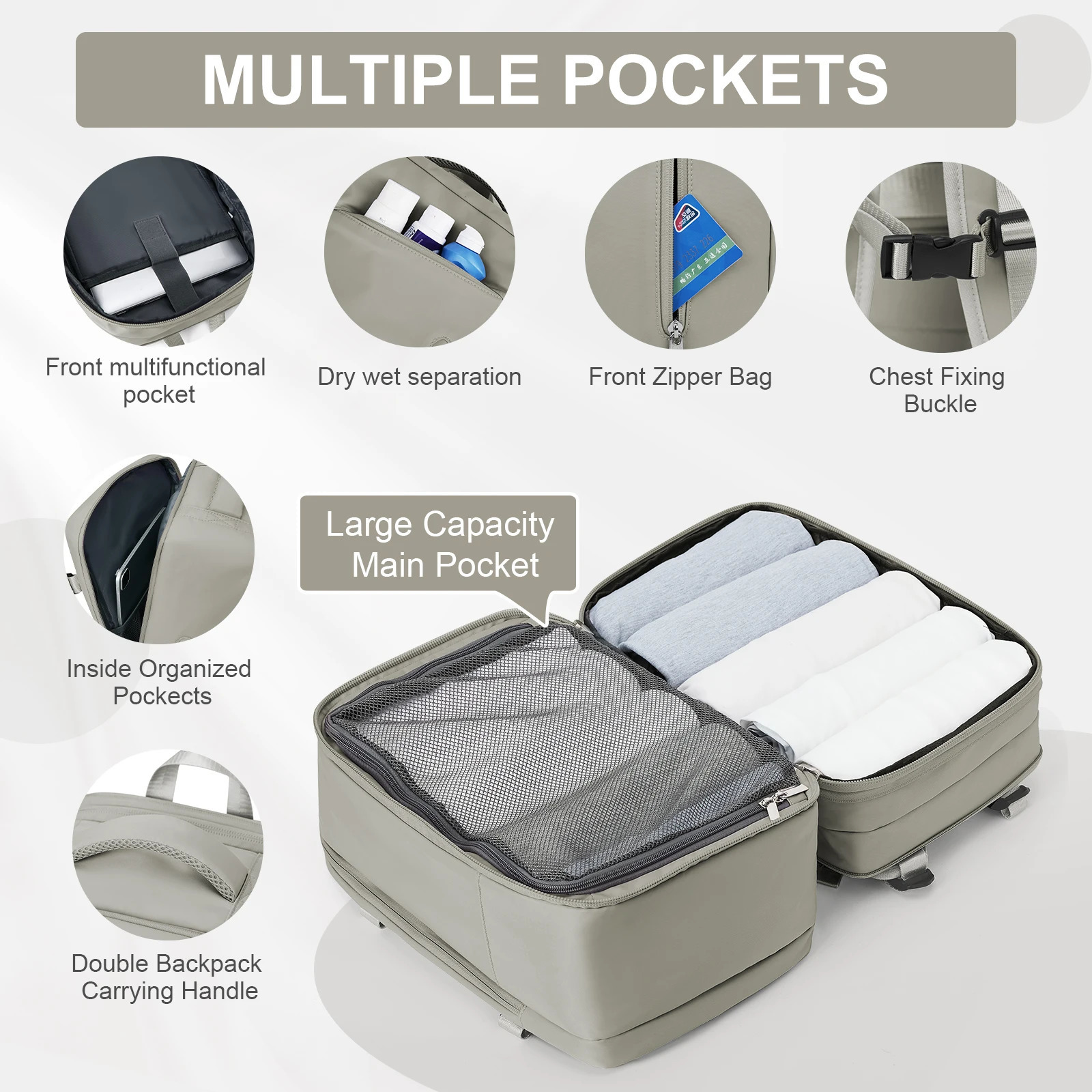 Likros Travel Backpack Cabin Bag 40x20x25 Ryanair Flight Backpack Portable Expandable Anti theft Laptop Backpack 241106