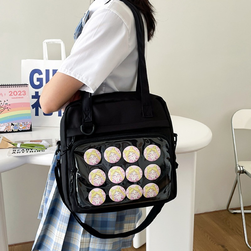 All Match Japanese Transparent Totes for Women 2024 Fashion Trendy Ita Bag Candy Color High-capacity Canvas Crossbody Bags