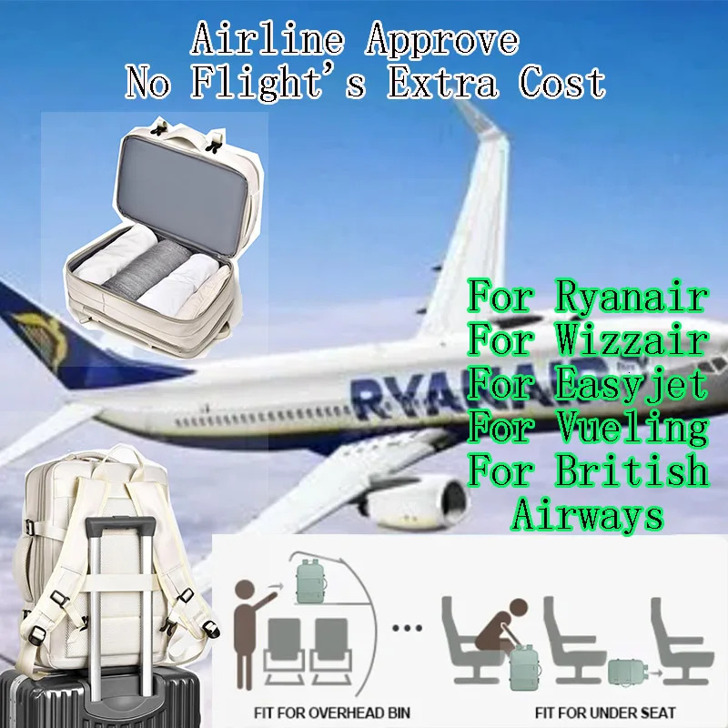 Travel backpack 40x20x25 cabin waterproof Y2k handbag suitable for laptops 15.6-inch high-quality Ryanair with USB charging for sports 241106