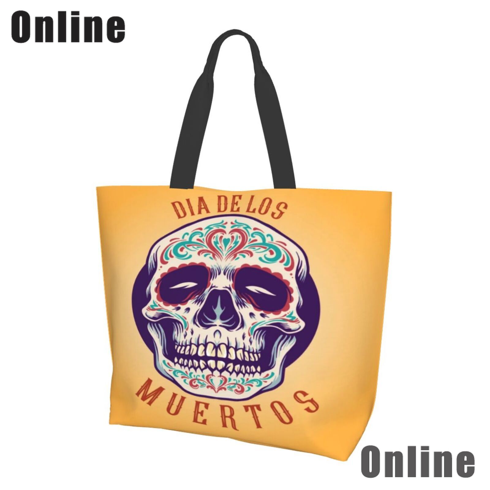 Day of The Dead Mexico Skull Tote Bag Fashion Handbag Women Casual Shoulder Bag Gothic Print Girl Reusable Shopping Bag