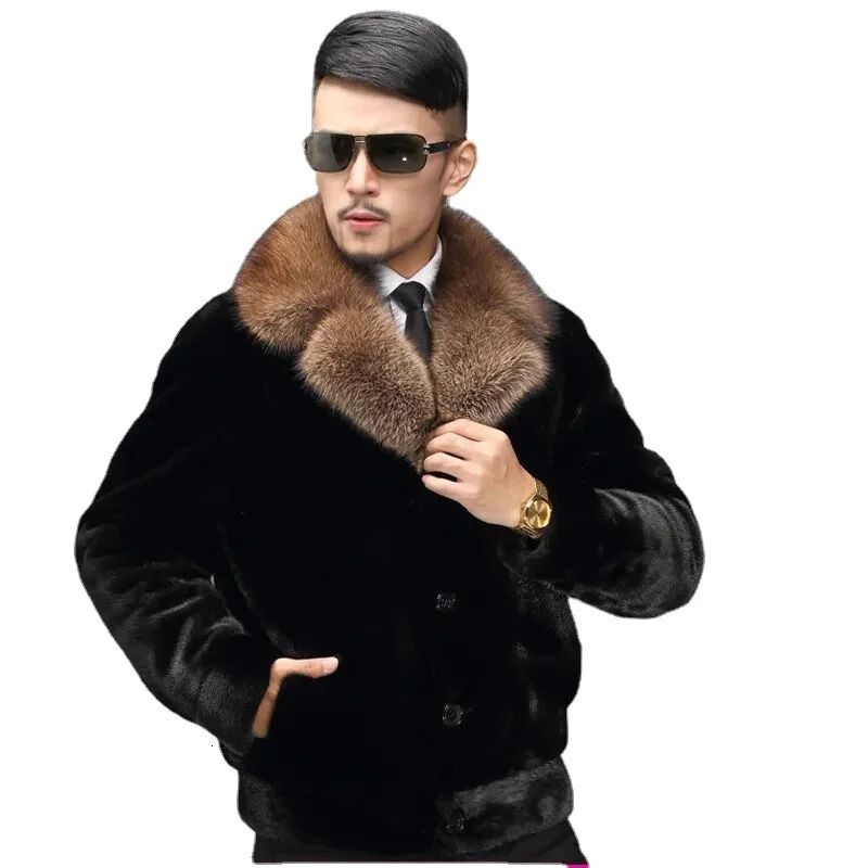Winter Mens Artificial Mink Coat casual plus size solid color jacket warm and fashionable ultra-thin jacket Z86 241107