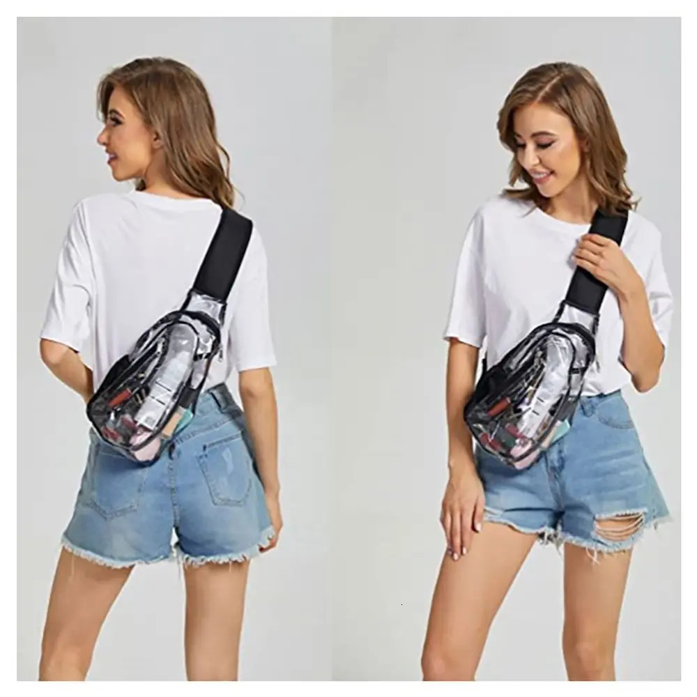 Transparent PVC hanging bag transparent sports field shoulder cross backpack for men 241106