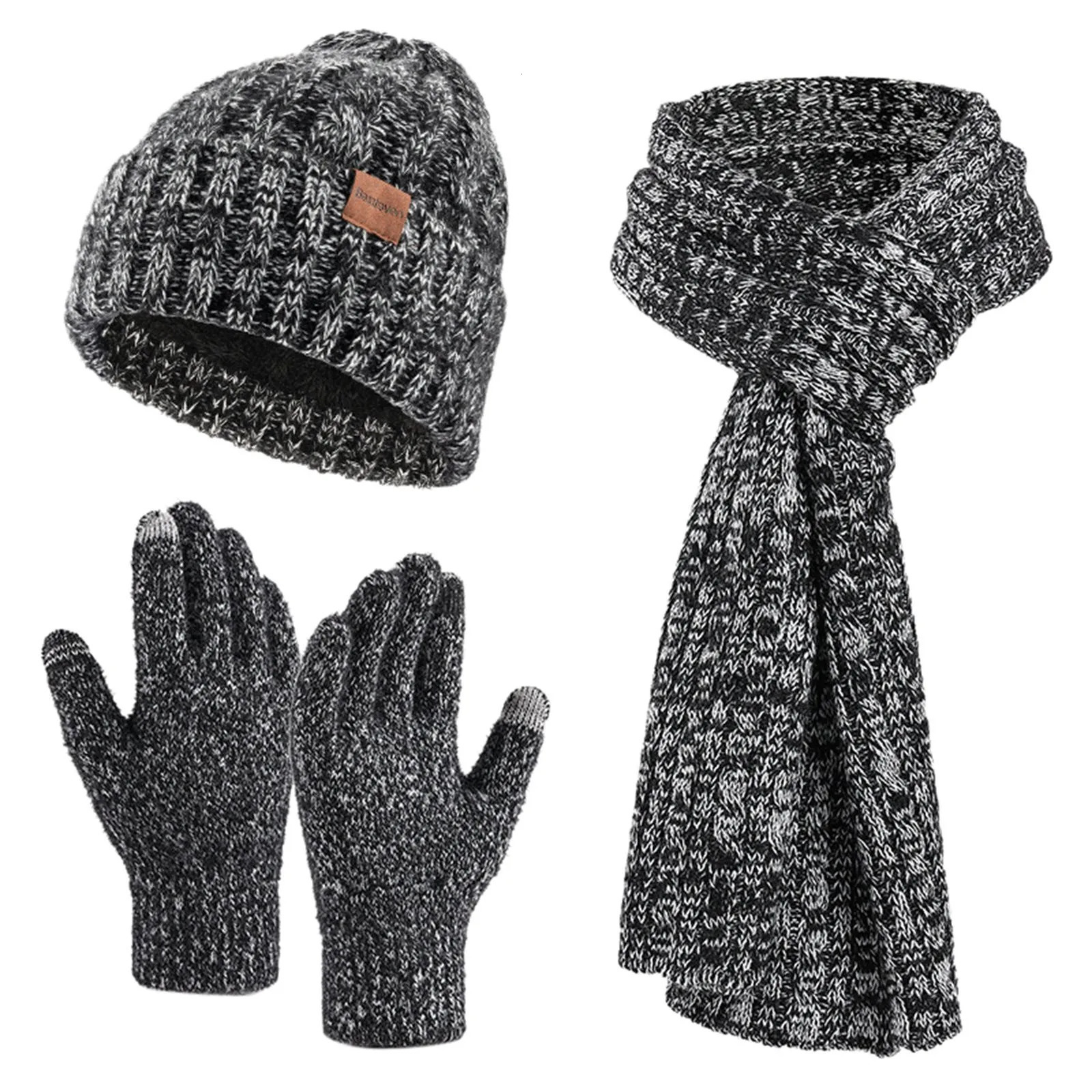 Womens winter warm hat long neck scarf touch screen gloves with wool knitted hat winter warm hat 241107