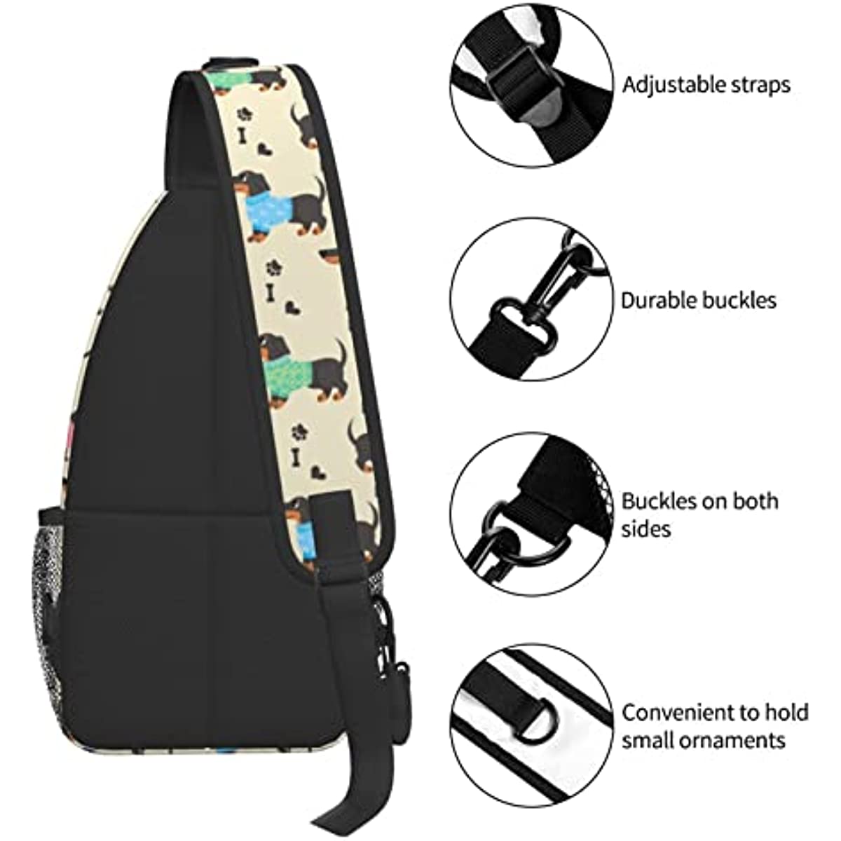 Dachshund Sling Bag Crossbody Backpack Hiking Travel Daypack Chest Bag Lightweight Shoulder Bag For Women Men