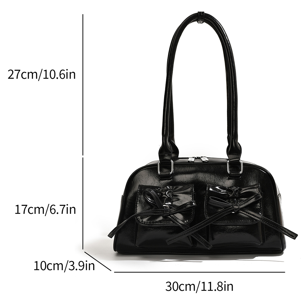 Retro Red Women's Satchel Hobo Bag Patent Leather Multi Pocket Luxury Designer Handbag Female Shoulder Armpit Bag Tote Purses