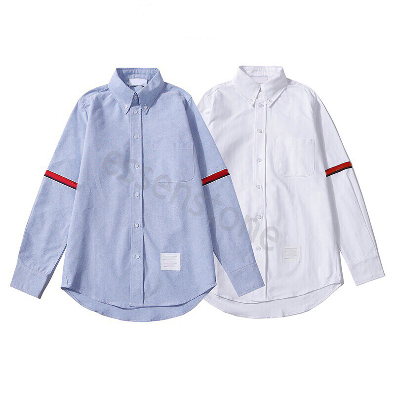 2024 IT-THMO Men shirt Sweatshirts Spring and Autumn pure cotton Loopback Jersey Knit Engineered arm stripe Crewneck Pullover white black Buttoned Shirt women M-2XL