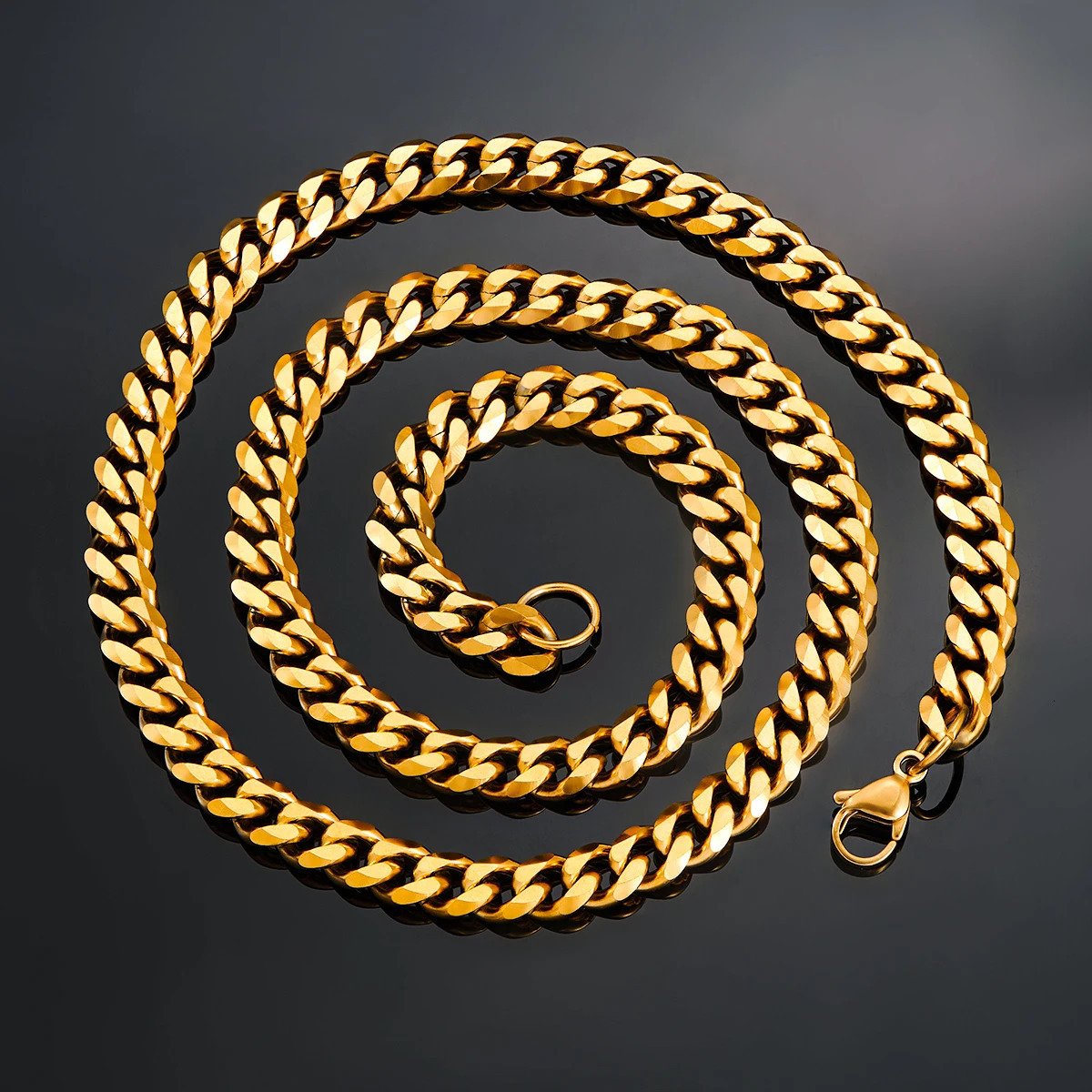 3.6mm5mm6mm7mm8mm Gold Color Stainless Steel Cuban Link Chains Classic Men Boy Curb Chunky Necklace 14 to 30 Inches 241107