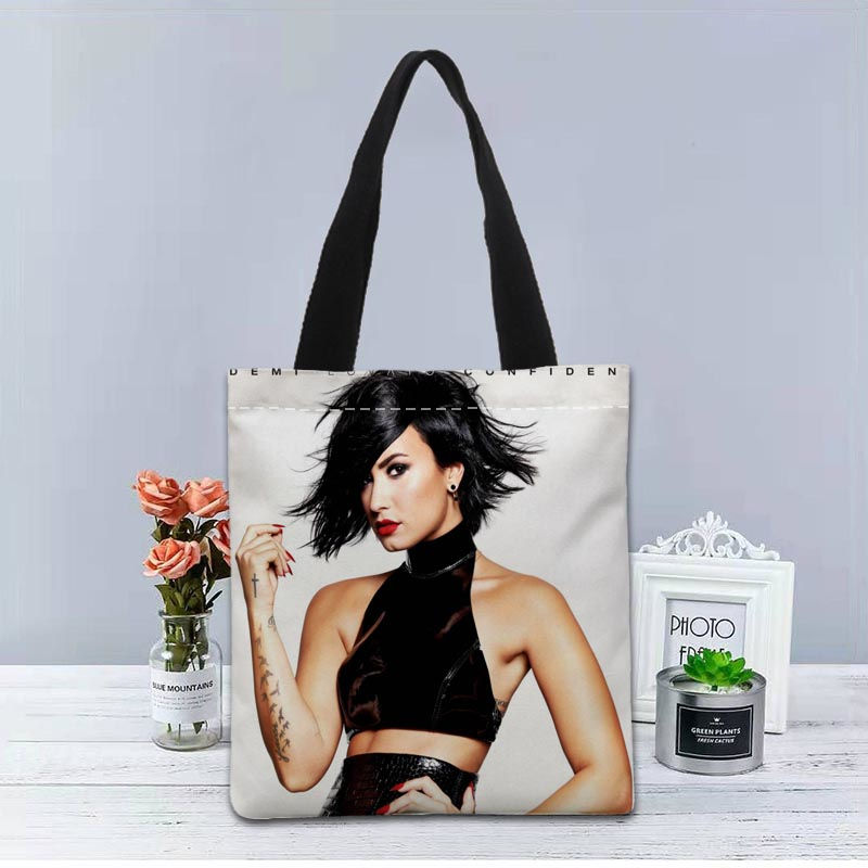New Custom Demi Lovato printed Handbag canvas tote bags shopping travel Casual Useful Shoulder Bag women bag