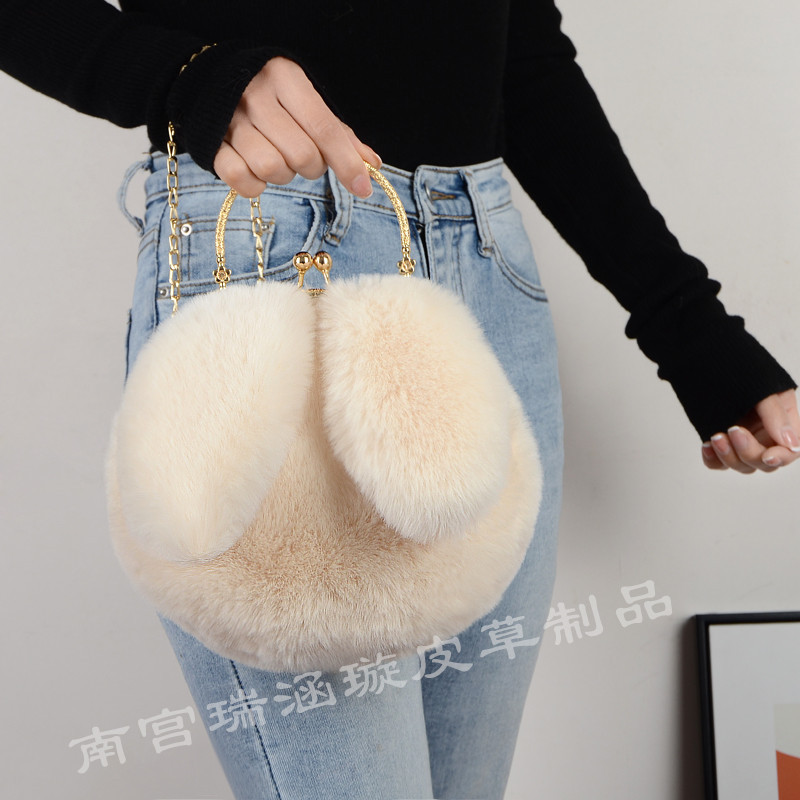 2021 New Women Plush Mini Shoulder Bag Female Messenger Bags Purses Soft Cute Rabbit Ears Crossbody Bags for Women Sac A Main