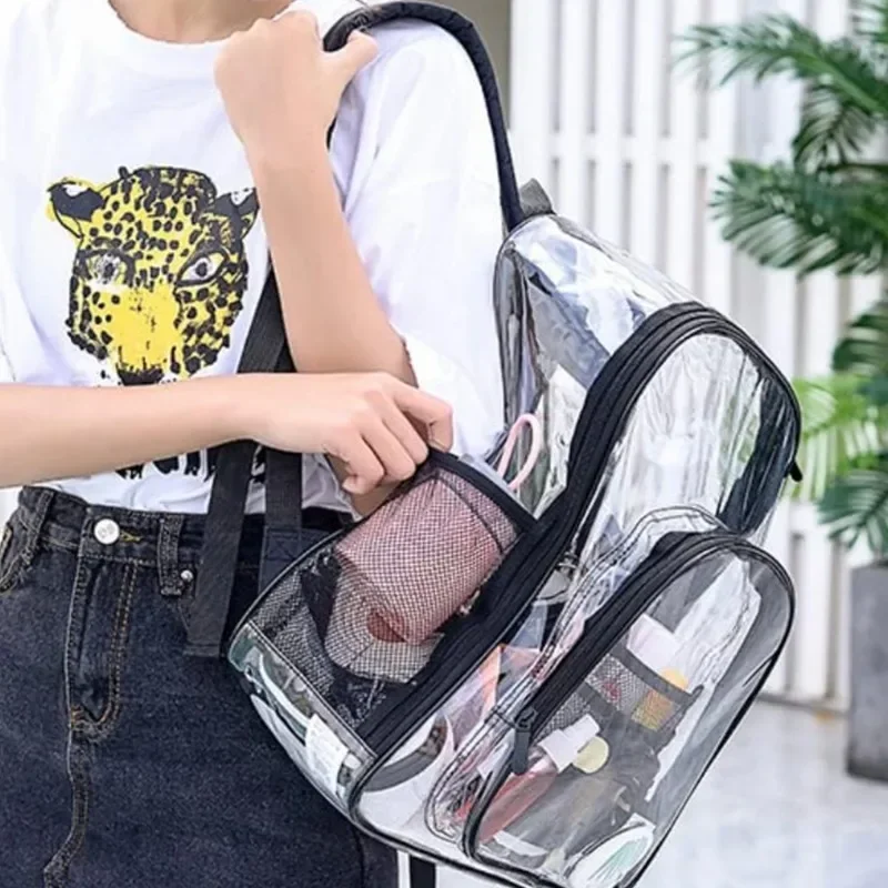 1pc Transparent PVC Backpacks Outdoor Sport Large Capacity Bag