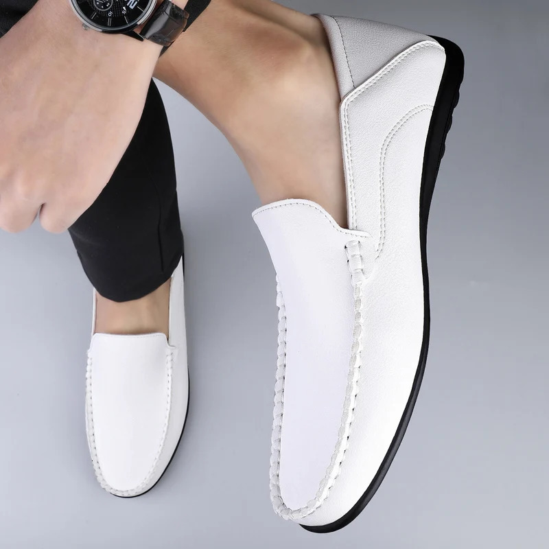 Plus Size 47 Leather Mens Shoes Casual Official Mens Shoes Moccasins Italy Breathable Sliding Mens Shoes 241106