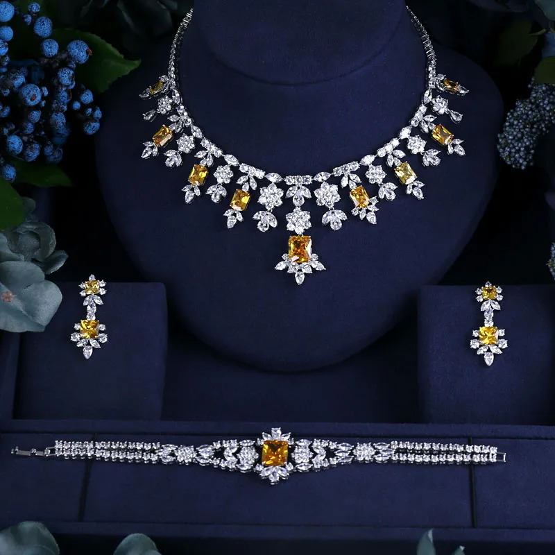 Janekely chooses Zircon earrings Necklace stand jet airplane set wedding dress set complete set 241106
