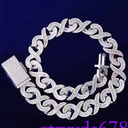 Men 12mm Wide k Sier Iced Out Baguette Cut Moissanite Hip Hop Custom Cuban Necklace