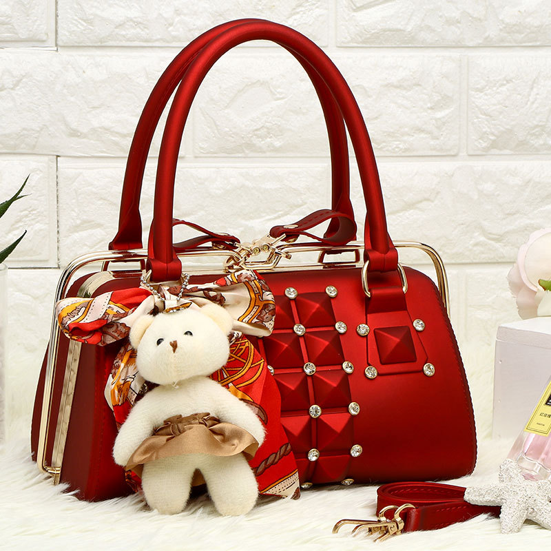2021 Women's Portable Clip Bag Casual Fashion Jelly Bag Korean Version with Diamond Solid Color Large Capacity Bag