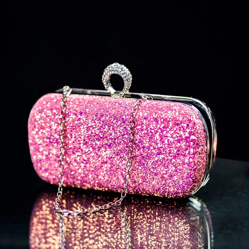 Red Heart Design Women Clutch Small Diamonds Golden Velvet Evening Bags Party Wedding Handbags Purse for Female Purses