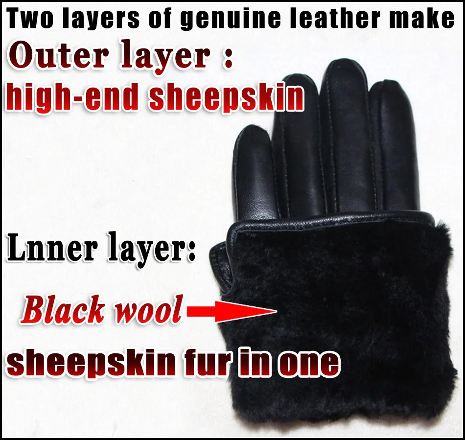 Leather fur sheepskin gloves womens sheepskin wool gloves thick warm leather wool gloves winter touch screen windproof 241106