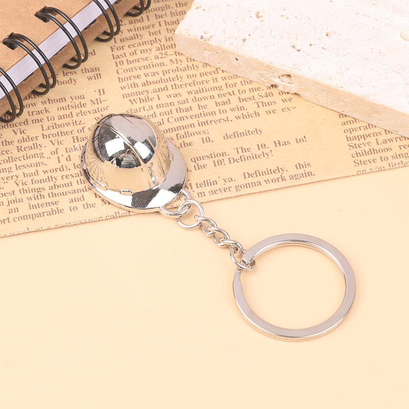 Mini Metal Hard Hat Keychain Creative Simulation 3D Helmet Event Holiday Practical Gift Pendant Safety Protection