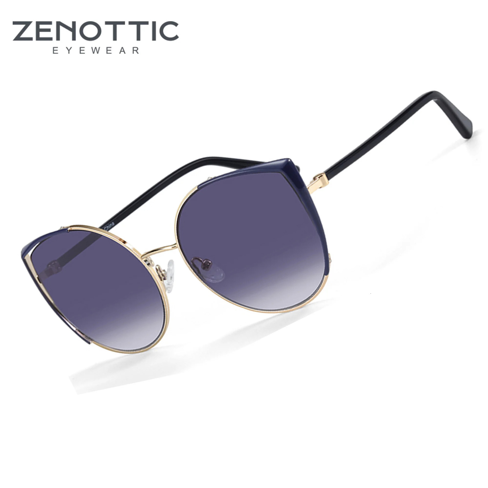 ZENOTTIC Womens Fashion Extra Large Cat Eye Sunglasses Womens n Sunshade Alloy Cateye UV400 Sunglasses 241106
