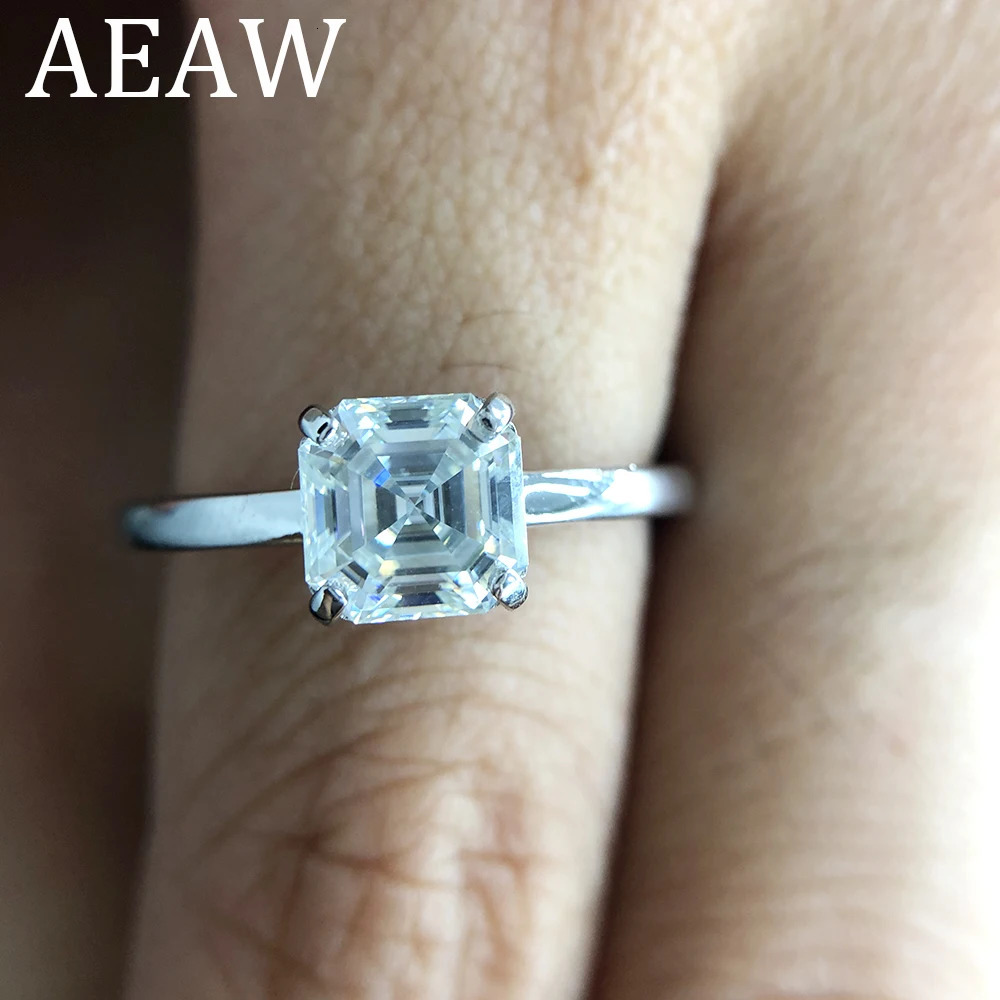 1CT Asscher Cut CVD HPHT laboratory grown diamond ring set DEF color excellent matching with ring for women 14k white gold and IGI 241106