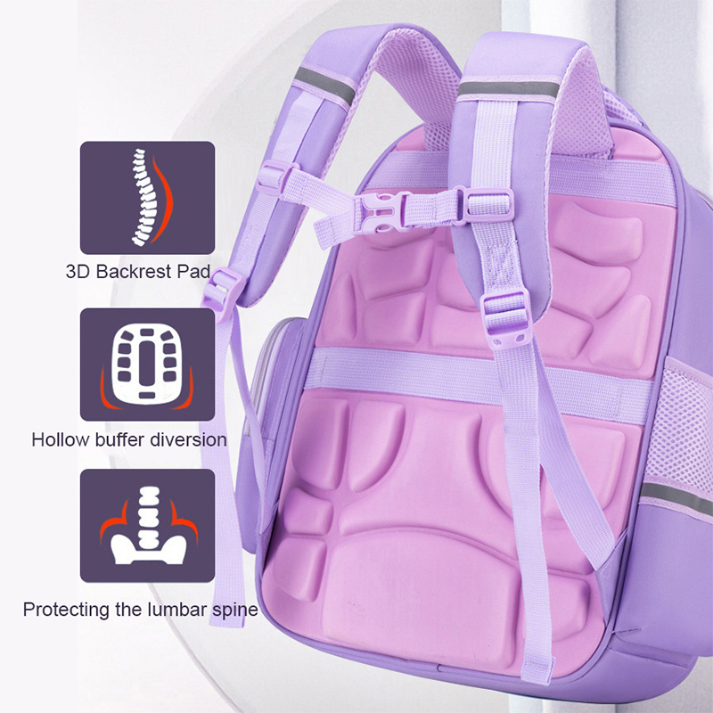 New Children's School Bags For Girls Orthopedic Primary Waterproof Backpack Kids Cute Purple Multiple Pockets Mochila Infantil
