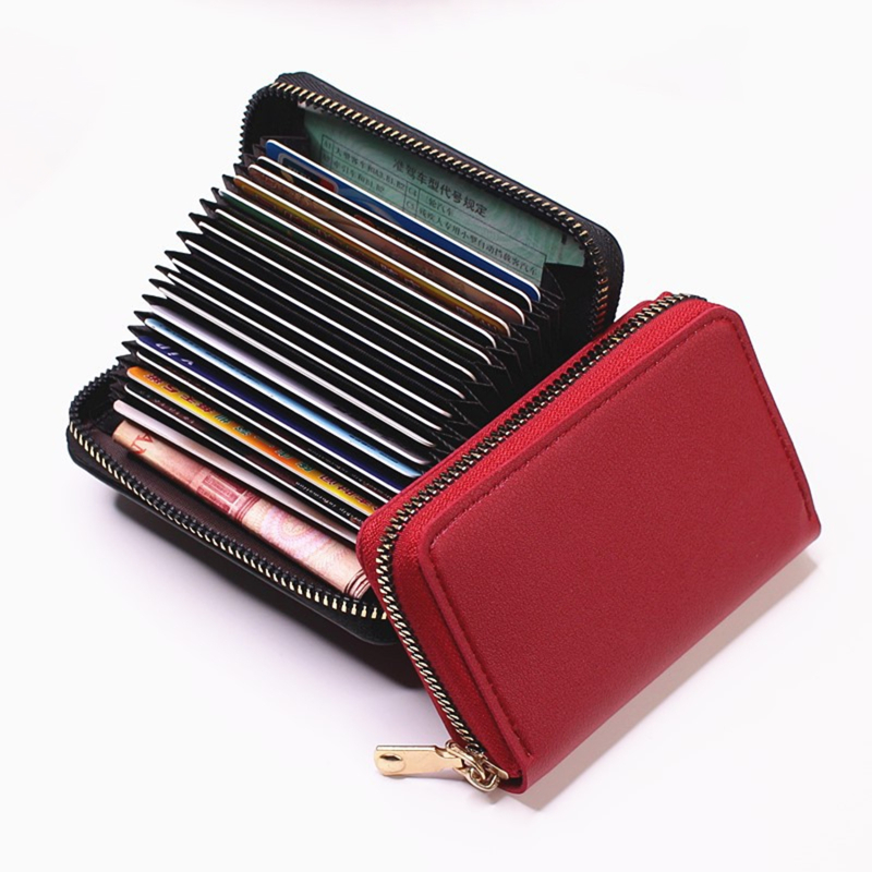 Business Card Holder Wallet Women Men Solid Color Portable Multifunction Bank/ID/Credit Card Holder Multi-Card Wallet Case