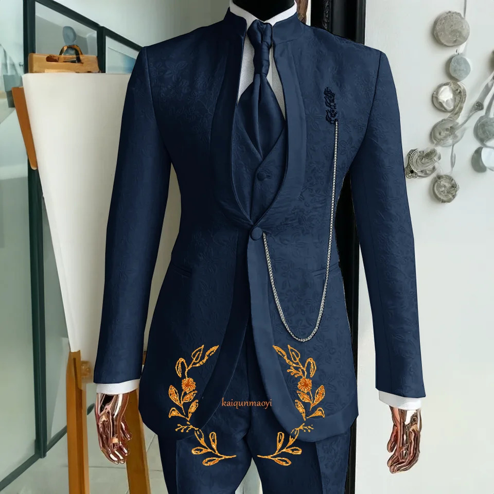 Jacquard elegant mens 3-piece jacket pants vest formal party groom tailcoat wedding mens XS-5XL jacket 241106
