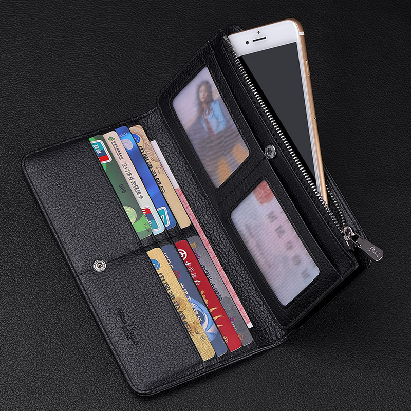 WILLIAMPOLO Men's long RFId wallet high quality leather wallet credit card holder handbag long wallet