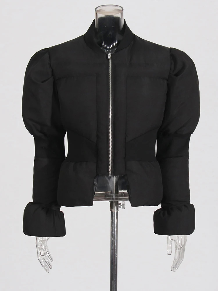 TWOTWINSTYLE Womens Solid Weight Loss Jacket Stand up Collar Flame Sleeve Work Patch Zipper Minimalist Tuned Jacket Womens Fashion 241107