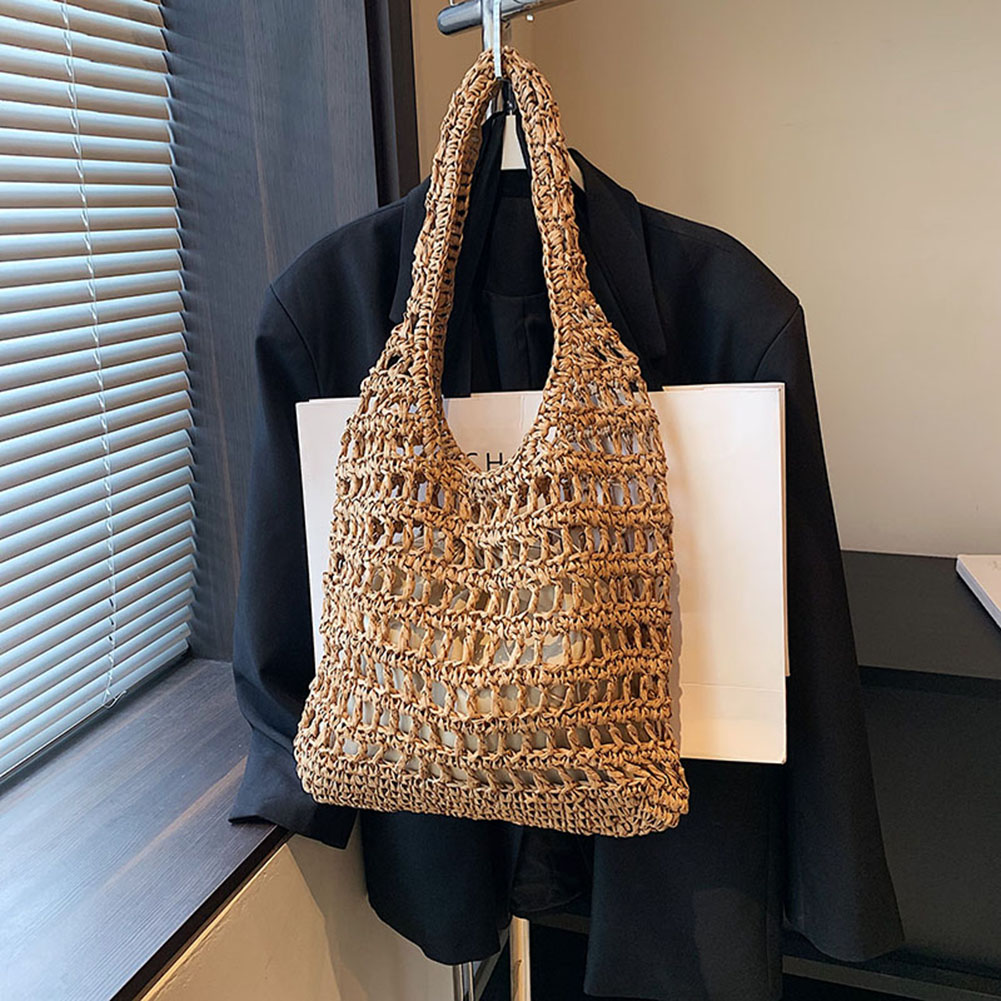Women Straw Woven Tote Bag Fashion Woven Handbag Large Capacity Weaving Shoulder Bag with Inner Bag for Outdoor Travel