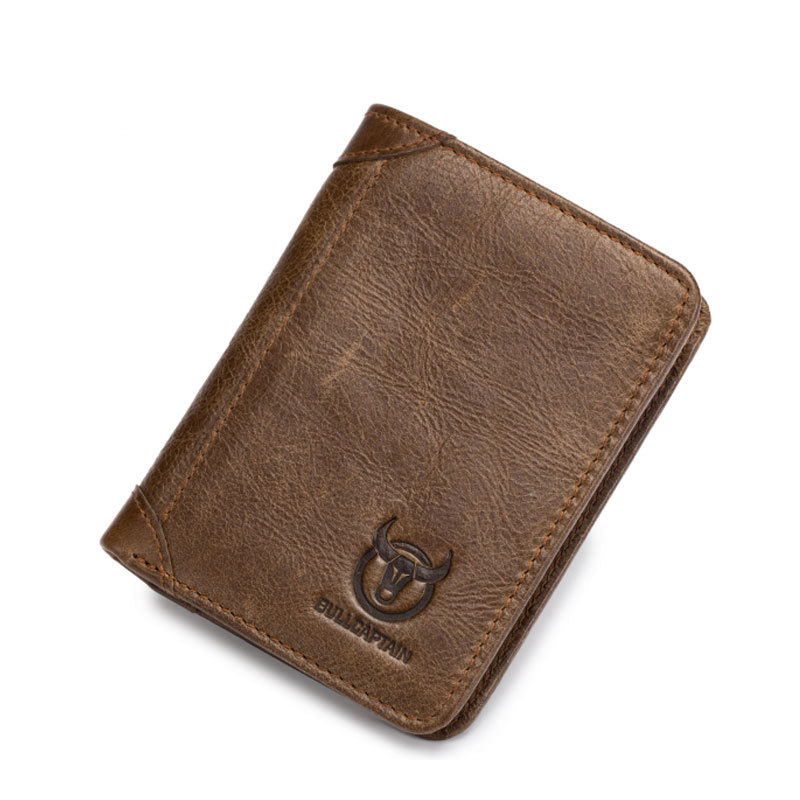 Bullcaptain Genuine Leather Men Short Wallet Fold Business Money Bags Male Driver License Purse Credit Card Holder Clutch JYB013