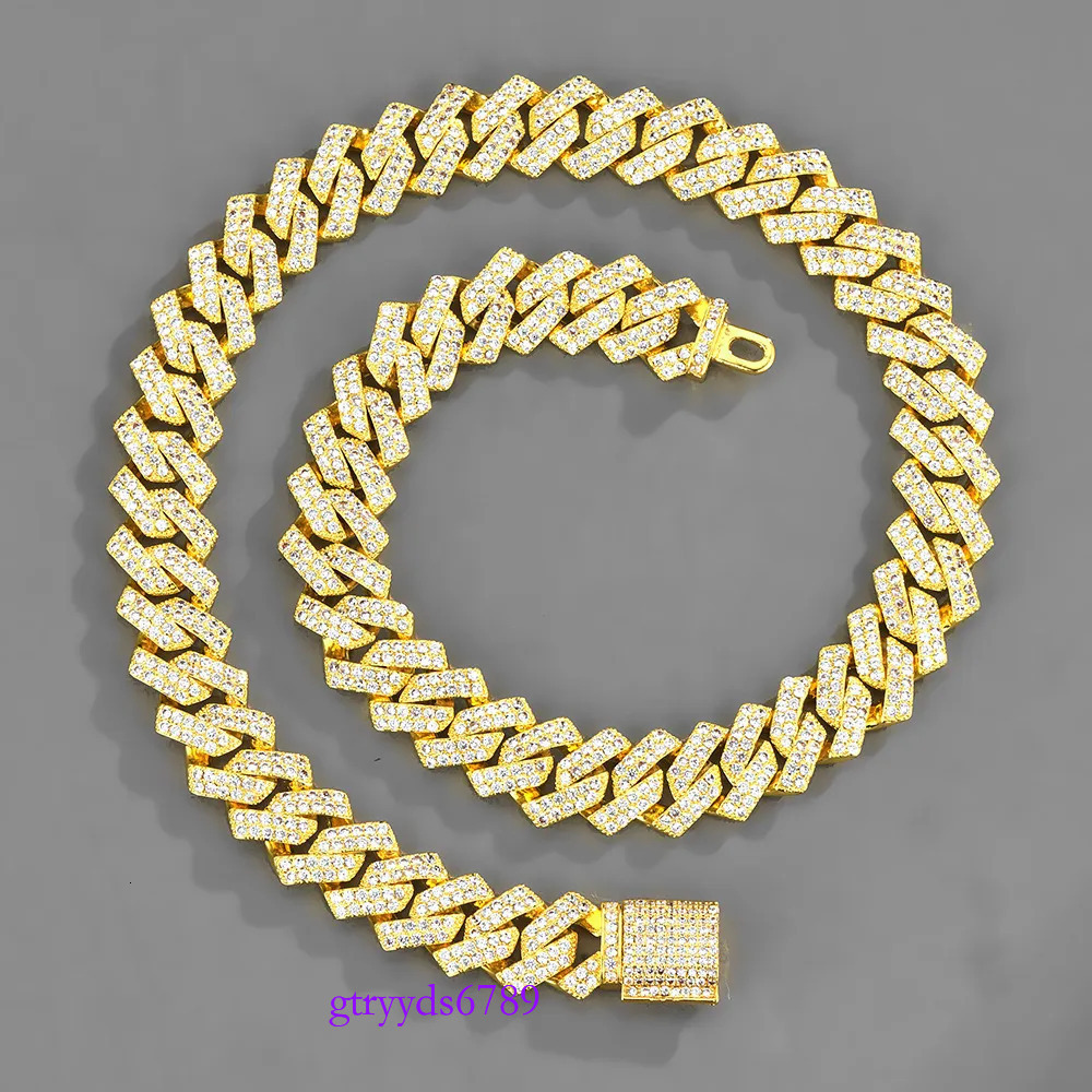 vvs moissanite cuban k chain for men 15MM wide 2 row prong iced out dia necklace rapper rock personalize hip hop mens jewelry woman gift
