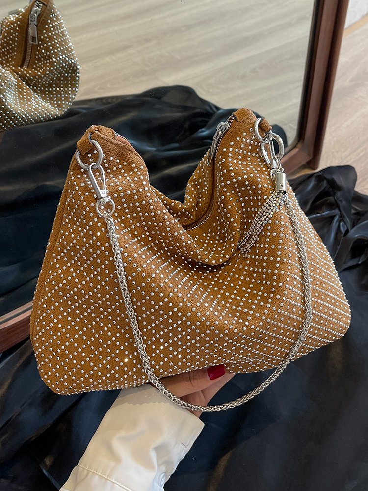 Summer Versatile Chains Single Shoulder Pack Fashion Textured Diamond Large Capacity Commuting Handbag Casual Tote Bag