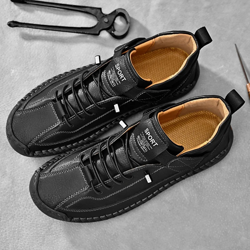 Handmade Leather Men Shoes Casual Slip On Loafers Breathable Leather Shoes Men Flats Fashion Moccasins Tooling Shoes Plus Size 241106