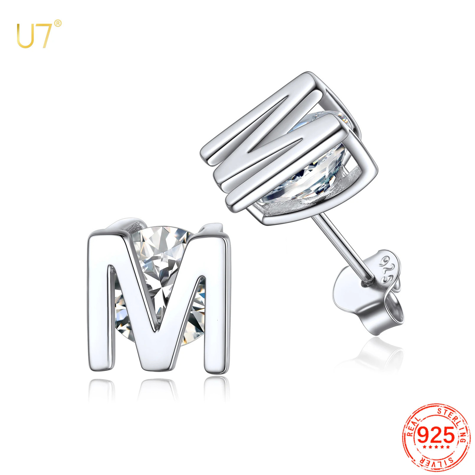 U7 925 sterling silver white cubic zirconia 8mm womens birthday gift 241106