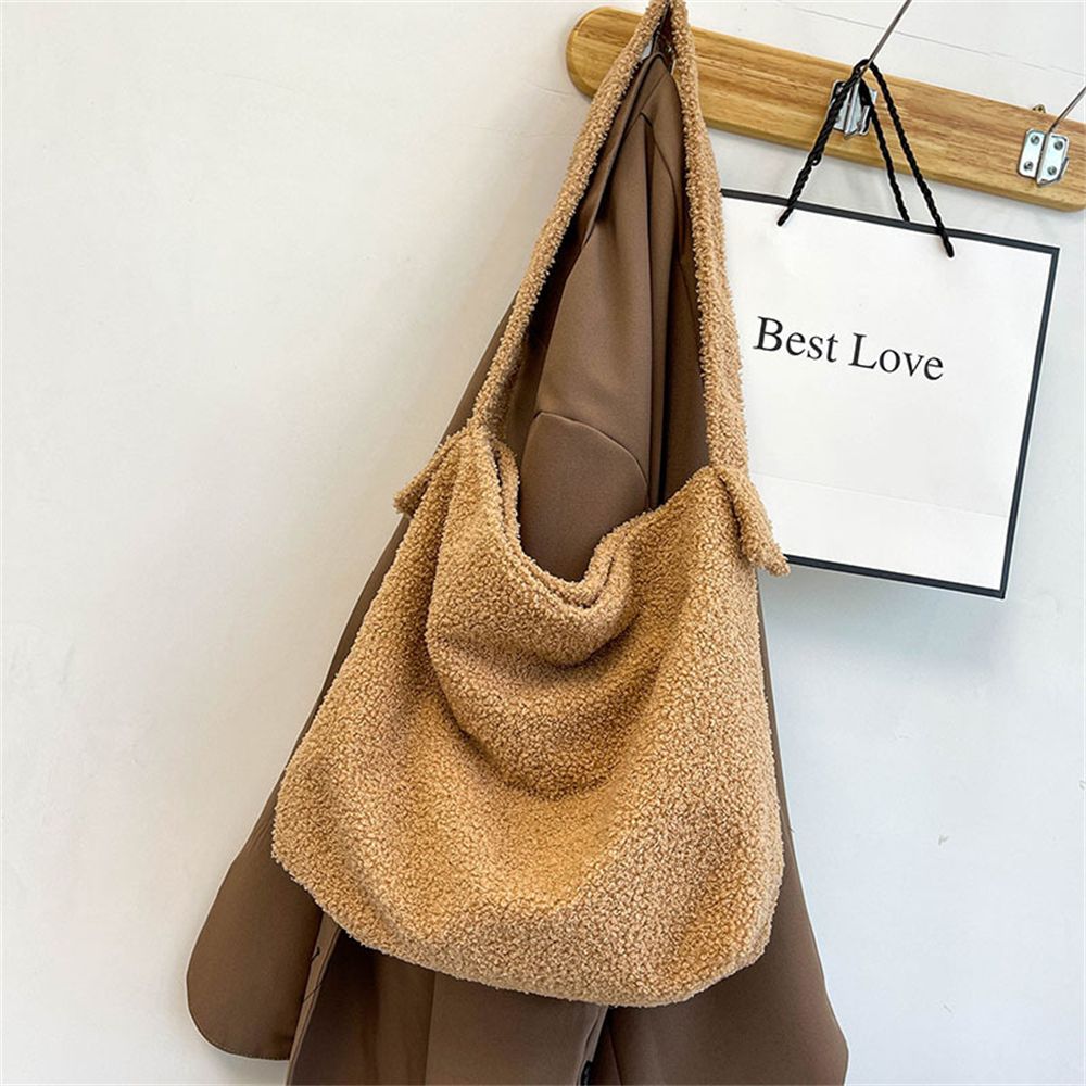 Winter Fluffy Plush Tote Messenger Shoulder Bag For Women Top Handle Laptop Handbag Large Capacity Female Casual Crossbody Bag
