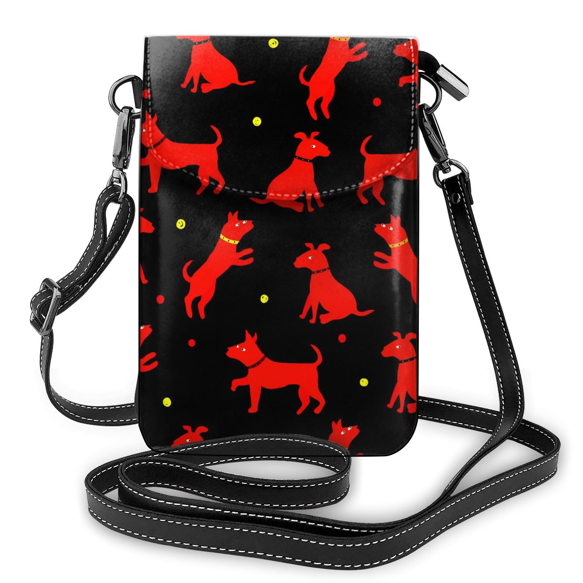Women Over The Shoulder Small Flap Crossbody Bags Cartoon Dog Animal Prints Messenger Bag for Girl Handbag Ladies Phone Purse