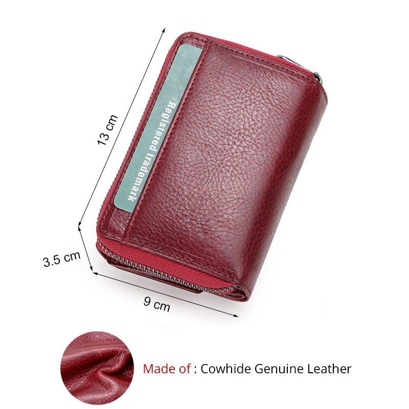 Contact'S 100% Genuine Leather Fashion Women Wallets Trifold Design Money Bag Zipper Small Coin Purse for Girls Card Holder Bags