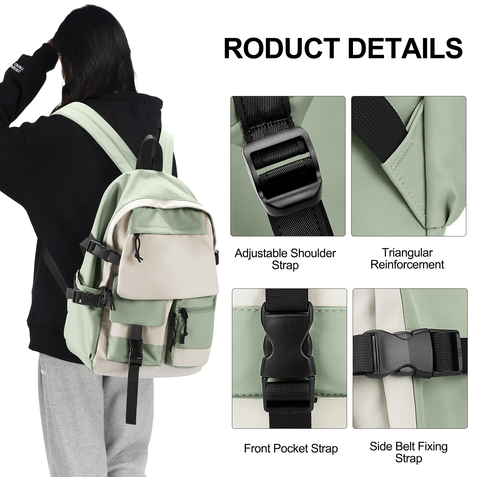 School Backpack for Girls Canvas Bag Waterproof Trendy Travel bag Casual Daypack Bookbag Kawaii Children's Backpack Schoolbag