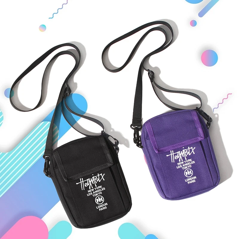 New Pouch Crossbody Bag Oxford Men Women Handbag Canvas Square Fashion Hip Hop Storage Shoulder Bag Messenger Bags Black Purse