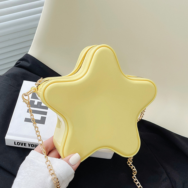 Cute Candy Star Shape Shoulder Bag, Fashion Girls Summer Chain Crossbody Bag, Funny PVC MINI Clutch Bag