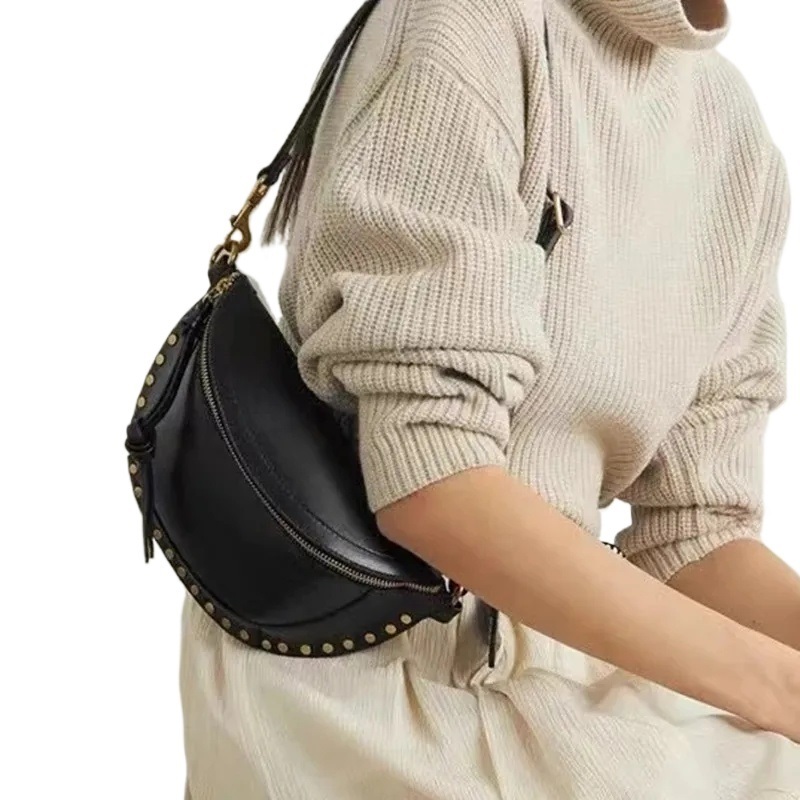 Rivet Decoration Woman Crossbody Bag Genuine Leather Metal Rivet Bag Women Shoulder Bag Female Chest Bags Sac A Mian