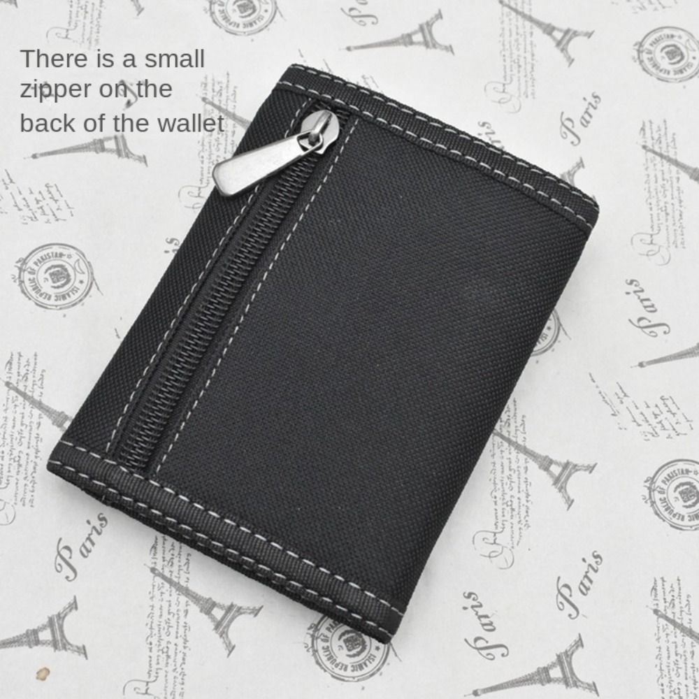 Touch Fastener Men's Short Wallet Fashion Leisure Multi-position 3 Fold Purse Durable Black Male Coin Pocket Daily Use
